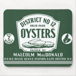 Oorspronkelijk Etiket Retro Cape Breton Oysters Mo Muismat