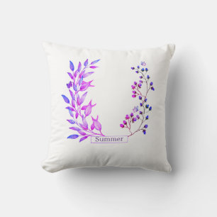 Oorspronkelijk ontwerp van paarse bloemen en takke kussen