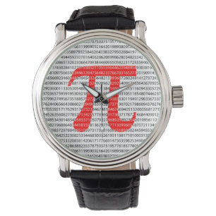 Oorspronkelijk rood getal pi dag wiskundig symbool horloge