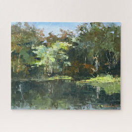 Oorspronkelijk schilderen van de rivierwoudschaal legpuzzel