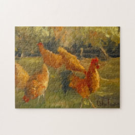 Oorspronkelijk schilderen van kippen Barnyard, uit Legpuzzel