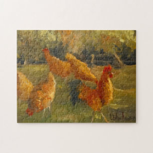 Oorspronkelijk schilderen van kippen Barnyard, uit Legpuzzel