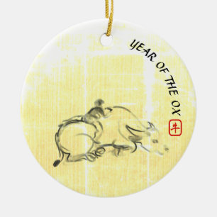 Oorspronkelijk schilderwerk Waterbuffel Kind Ox Ja Keramisch Ornament