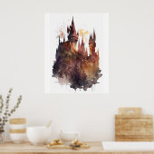 Oorspronkelijk Waterverf Castle Artwork Poster (Keuken)