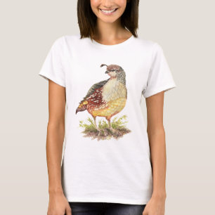 Oorspronkelijk Waterverf Vrouw Californië Quail-Bi T-shirt