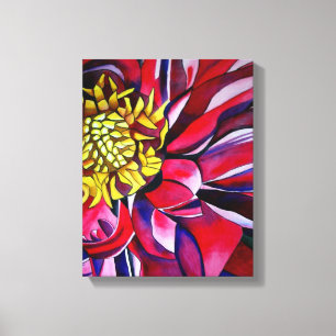 Oorspronkelijke abstracte waterverf van Dahlia flo Canvas Afdruk