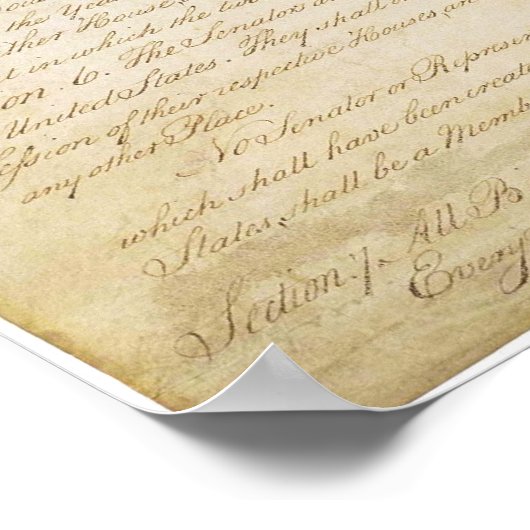 Oorspronkelijke Amerikaanse grondwet Pagina 1 Poster (Hoek)