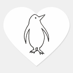 Oorspronkelijke lijntekening van Penguin vers en e Hart Sticker