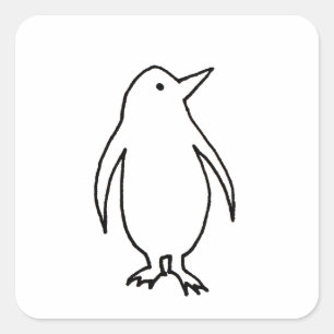 Oorspronkelijke lijntekening van Penguin vers en e Vierkante Sticker