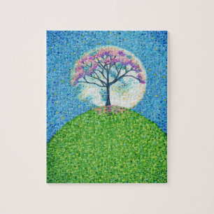 Oorspronkelijke pointillism Spring Tree-kunst Legpuzzel