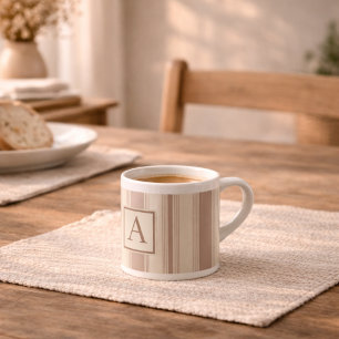 Oorspronkelijke Rustieke Boerderij Gestreept Beige Espresso Kop