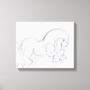 Oorspronkelijke tekening 3-paard jaarzodiek canvas afdruk