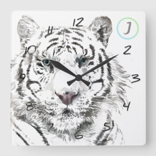 Oorspronkelijke tijger Waterverf Chinese Zodiac Bi Vierkante Klok