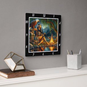 Oorspronkelijke titel: Eagle's wing forest's breat Vierkante Klok