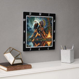 Oorspronkelijke titel: Eagle's wing river's gleam Vierkante Klok