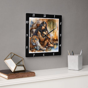 Oorspronkelijke titel: Tiger's eyes moon's reflect Vierkante Klok