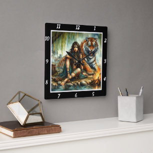 Oorspronkelijke titel: Tiger's form star's glow Vierkante Klok