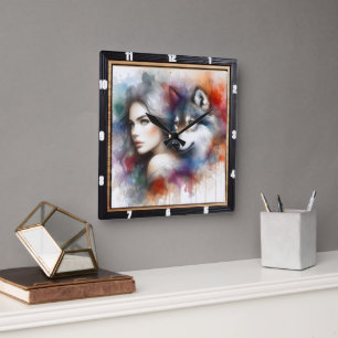 Oorspronkelijke titel: Willow Trees Night Dream Vierkante Klok