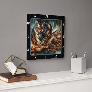 Oorspronkelijke titel: Willow's shade tiger's peac Vierkante Klok