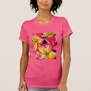 Oorspronkelijke tropische Neon Frangipani-bloem T-shirt