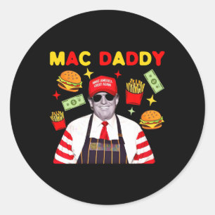 Oorspronkelijke Trump Maakt Frieten Humor Midden C Ronde Sticker