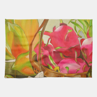 Oorspronkelijke waterverf van tropische vruchten b theedoek