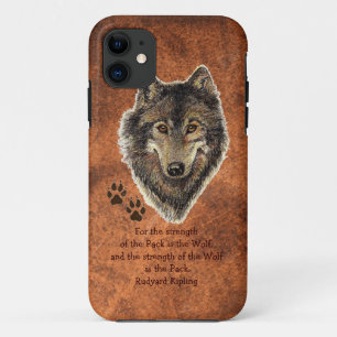Oorspronkelijke Waterverf Wolf, Tracks Family Ster iPhone 11 Hoesje