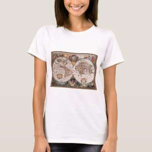 Oorspronkelijke Wereldkaart van de 17e eeuw1600s T-shirt