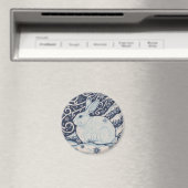 Oorspronkelijke winterkerstkonijn Blauw en Wit Magneet (Insitu (Vaatwasser))