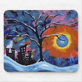 Oorspronkelijke winterstructuur en stadsverlichtin muismat