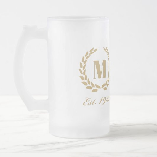 Oost. 1952 verjaardag Monogram Gold Matglas Bierpul (Links)