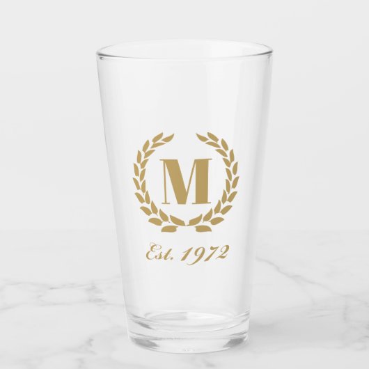 Oost. 1972 verjaardag Monogram Gold Glas (Voorkant)