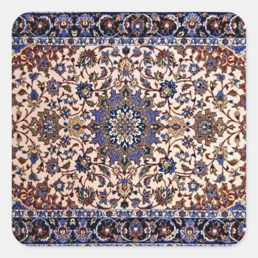 Oost-Antiek Perzisch Turks blauw Rug Vierkante Sticker (Voorkant)