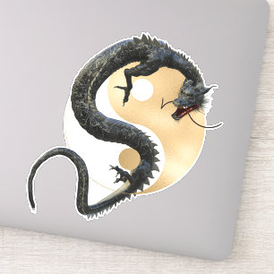 Oost-Aziatische Dragon Goud Yin Yang Sticker