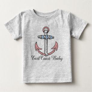 Oost-Baby anker roze blauw schattig shirt