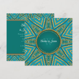 Oost-Boheemse Zon Goud & Turquoise Schittering Kaart