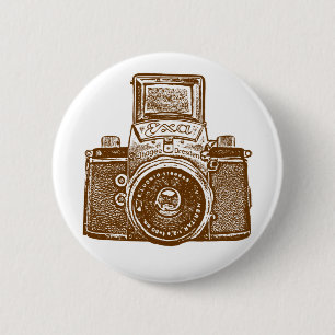 Oost-Duitse camera - Bruin Ronde Button 5,7 Cm