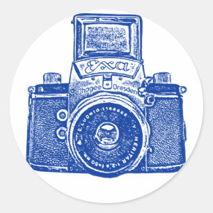 Oost-Duitse camera - donkerblauw Ronde Sticker