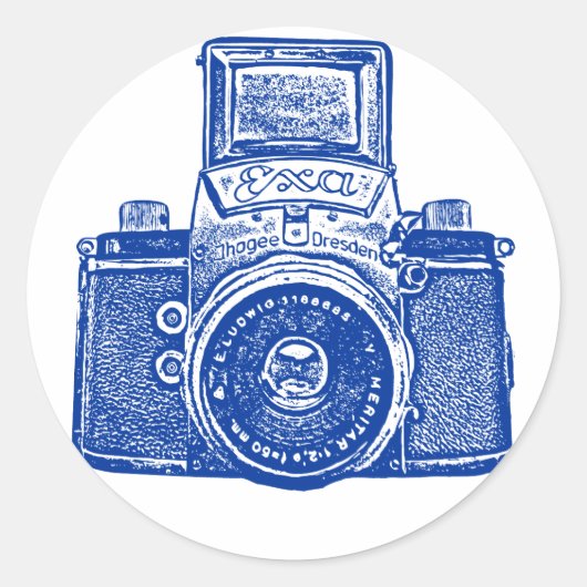 Oost-Duitse camera - donkerblauw Ronde Sticker (Voorkant)