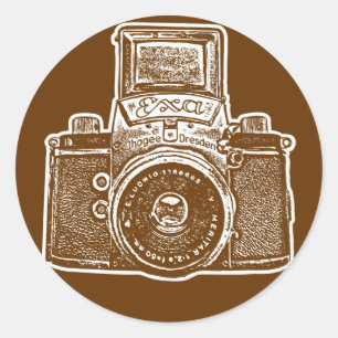 Oost-Duitse camera II - Bruin Ronde Sticker