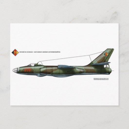 Oost-Duitse Ilyushin Il-28 Beagle Briefkaart (Voorkant)