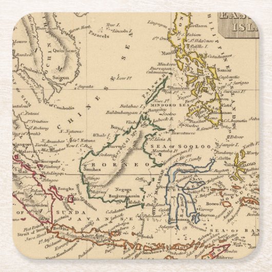 Oost-India Vierkante Kartonnen Onderzetter (Voorkant)