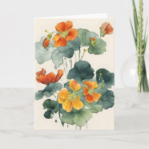 Oost-Indische kers - Watercolor bloemen Kaart