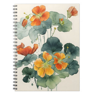 Oost-Indische kers - Waterverf bloemen Notitieboek