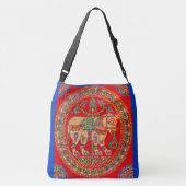 Oost-Indische olifantendruk Crossbody Tas (Achterkant)