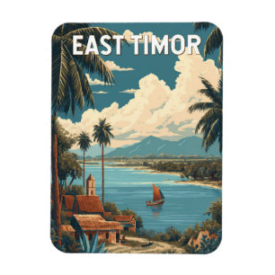 Oost-Timor Illustratie Reis Kunst Vintage Magneet