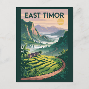 Oost-Timor Velden Illustratie Reis Kunst Vintage Briefkaart