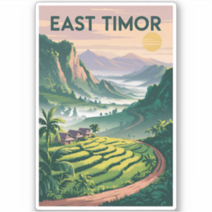 Oost-Timor Velden Illustratie Reis Kunst Vintage Sticker