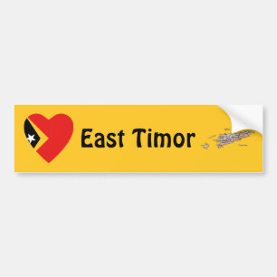 Oost-Timor Vlag Hart + Landkaart Bumpersticker