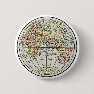 Oostelijk Halfrond Kaart Globe Reizen Kunst Ronde Button 5,7 Cm